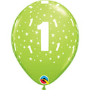 Ballonnen rondom bedrukt met '1', 5 stuks