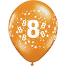 Ballonnen rondom bedrukt met '8', 5 stuks