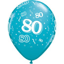 Ballonnen rondom bedrukt met '80', 5 stuks