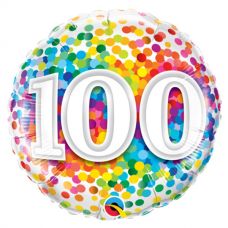 Folie helium ballon 100 jaar rainbow dots