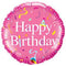 Folie helium ballon Happy Birthday pink