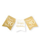 Party flag banner gold/white, diverse leeftijden