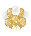 Ballonnen gold/white 8 stuks