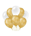 Ballonnen gold/white-HB 8 stuks