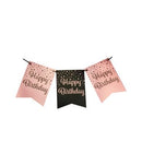 Party flag banner roségold/black Happy Birthday