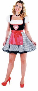 Tiroler jurkje, Dirndl Dina Hearts, zwart/rood