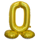 Folie Cijfer Ballon Holografisch Goud op voet 32"/80 cm Cijfers 0-9