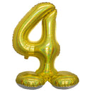 Folie Cijfer Ballon Holografisch Goud op voet 32"/80 cm Cijfers 0-9