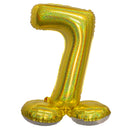Folie Cijfer Ballon Holografisch Goud op voet 32"/80 cm Cijfers 0-9