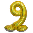 Folie Cijfer Ballon Holografisch Goud op voet 32"/80 cm Cijfers 0-9