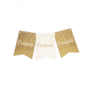 Party flag banner gold/white Congrats