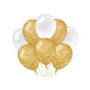 Ballonnen Gold/White - Congrats 8 stuks