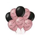 Ballonnen roségold/black-Congrats 8 stuks