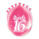 Party Ballonnen Sweet 16, 8 stuks
