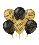 Ballonnen Classy gold/black-Happy Birthday