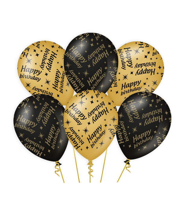 Ballonnen Classy gold/black-Happy Birthday