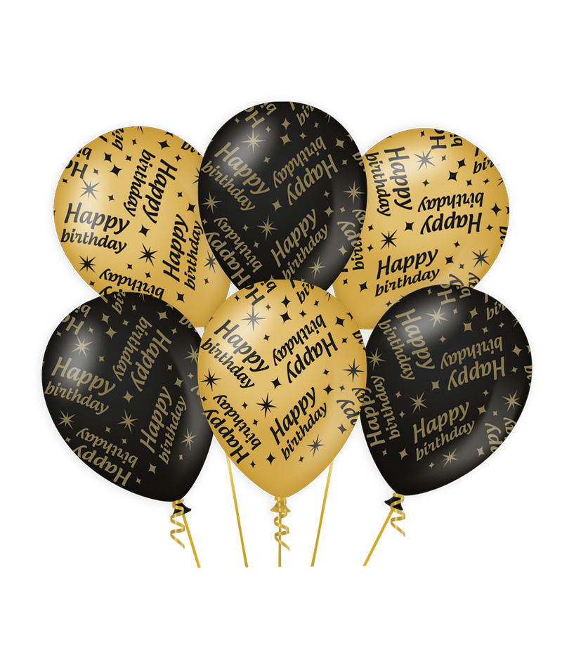 Ballonnen Classy gold/black-Happy Birthday