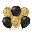 Ballonnen Classy Goud/Zwart - Happy New Year 6 stuks