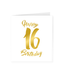 Wenskaart Gold/White  16 jaar - Happy 16 Birthday