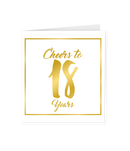 Wenskaart Gold/White  18 jaar - Cheers to 18 Years