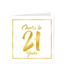 Wenskaart Gold/White  21 jaar - Cheers to 21 Years