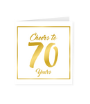 Wenskaart Gold/White  70 jaar - Cheers to 70 Years
