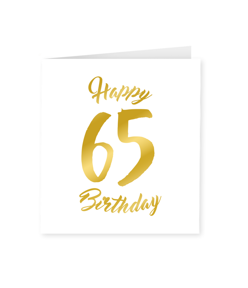 Wenskaart Gold/White  65 jaar - Happy 65 Birthday