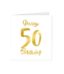Wenskaart Gold/White 50 jaar - Happy 50 Birthday