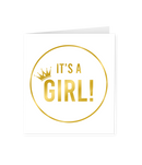 Wenskaart Gold/White It's a Girl!