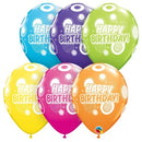 Ballonnen rondom bedrukt met 'Happy Birthday', 5 stuks