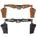 Riem Cowboyholster Sheriff dubbel, 125 cm verkrijgbaar in bruin of zwart