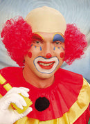 Clownspruik kaalkop met rode krullen