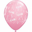 Ballonnen lichtroze, rondom bedrukt met 'It's a girl', 5 stuks