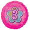 Folie helium ballon 3 jaar roze bloem