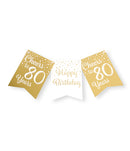 Party flag banner gold/white, diverse leeftijden
