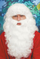 Pruik+baard Kerstman Wit