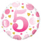 Folie helium ballon 5 jaar dots roze