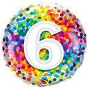 Folie helium ballon 6 jaar rainbow dots