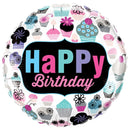 Folie helium ballon Happy Birthday Cupcakes