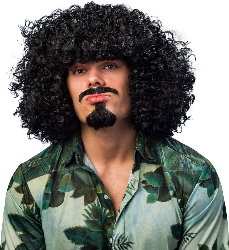 Heren pruik krullend zwart