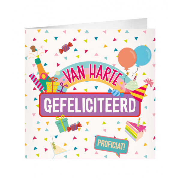 Kaart XL Gefeliciteerd (23x23cm)