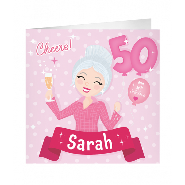 Kaart XL Sarah 50 jaar (23x23cm)