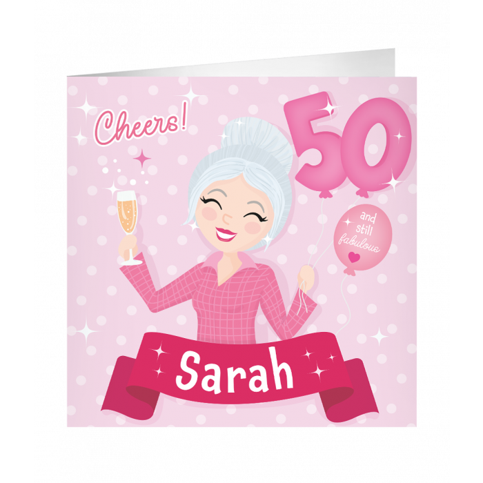 Kaart XL Sarah 50 jaar (23x23cm)