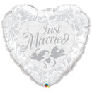 Folie helium ballon Shape Hart Just Married 91cm