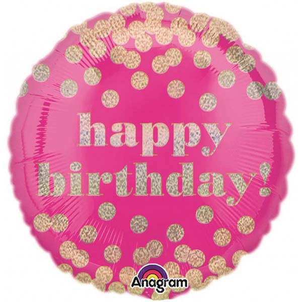 Folie helium ballon Happy Birthday Dotty