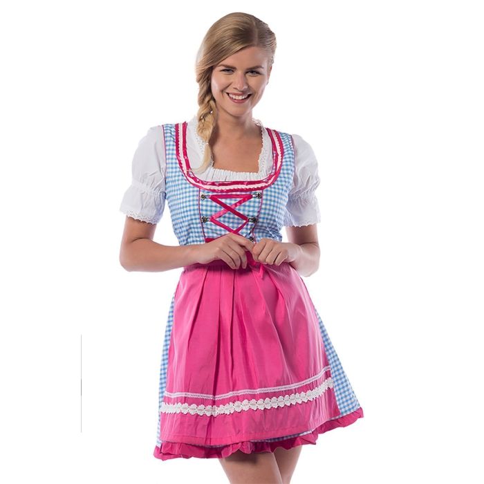 Dirndl Jill blauw/roze
