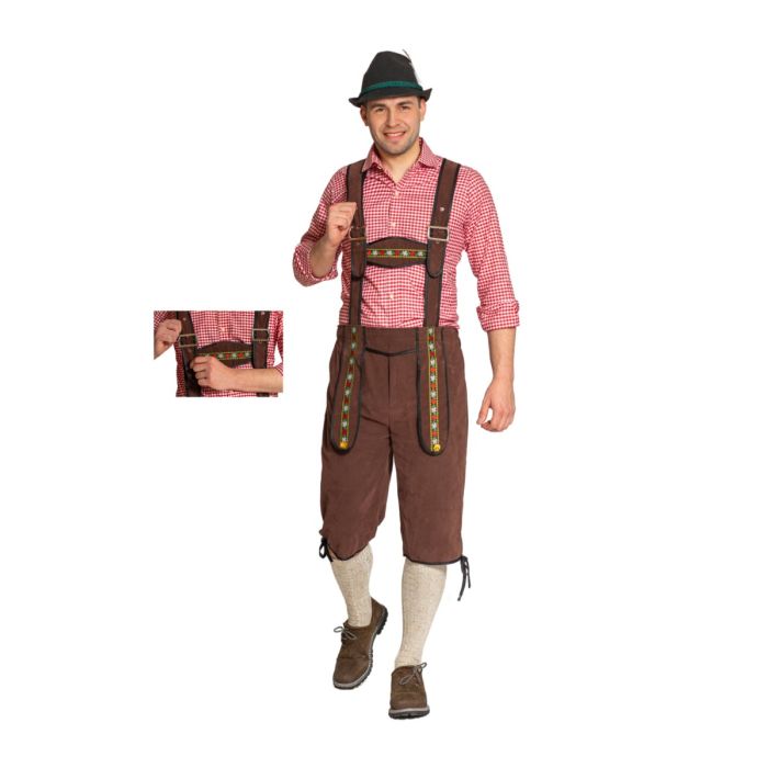 Lederhose Johann lang Donkerbruin verstelbaar