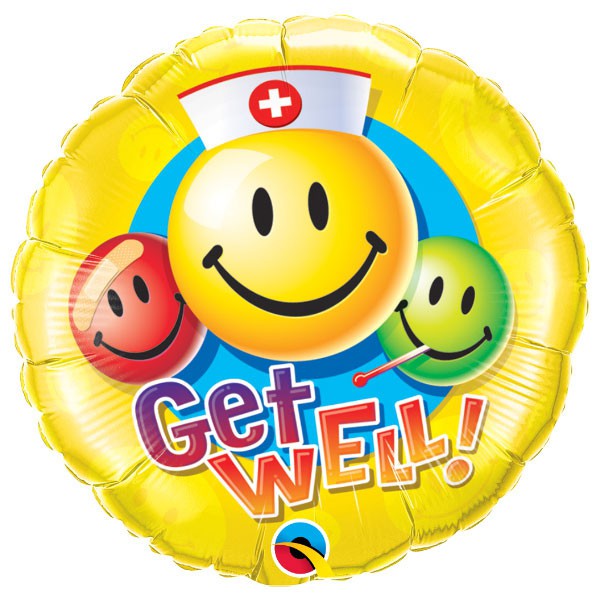 Folie helium ballon Get Well Smiley Faces