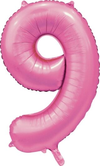 Folie Cijfer ballon 34"/86cm 0-9 Satin Pink, wordt met helium gevuld verstuurd