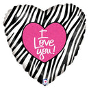 Folie ballon I Love You Zebra